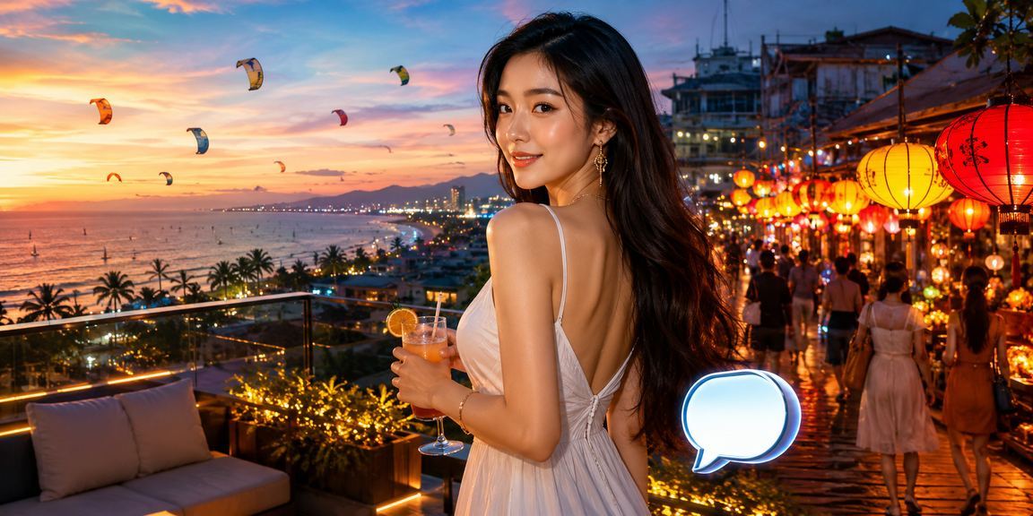 Người chơi mở app casino 1651 tại chợ đêm Mũi Né trên iPhone